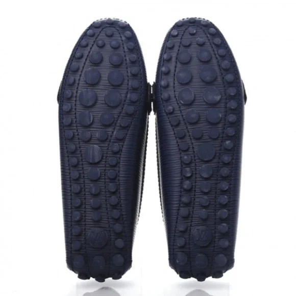 Louis Vuitton Navy Blue Loafers with Gold Accent - Picture 8 of 16